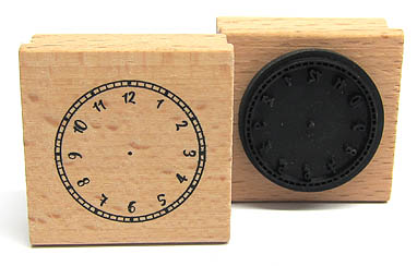 Stempel Holz Artoz Uhr ohne Zeiger 7x5cm